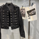 DEAT 2025 Autumn New Fashion Metal Buckle Design Shoulder Strap Denim Short Jacket For Women High Street Coat Female 11A06995