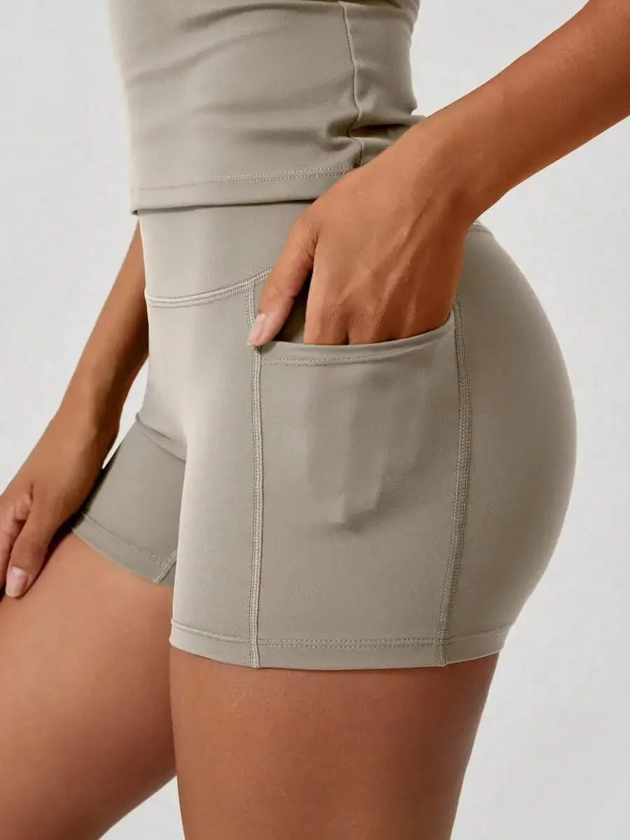 Women's Sculpting Sports Short Sleeve & High-Waist Shorts Set