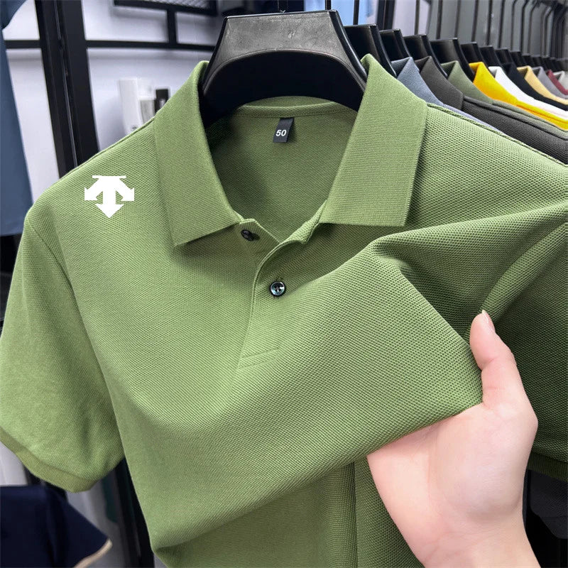 Men's Luxury Cotton Polo | Geometric Print Summer Shirt