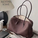 Motingsome First Layer Handbag for Women Togo Cowhide Niche Design Pillow Bag Shoulder  Bowling Bag Gunderarm Armpit Bags Boston