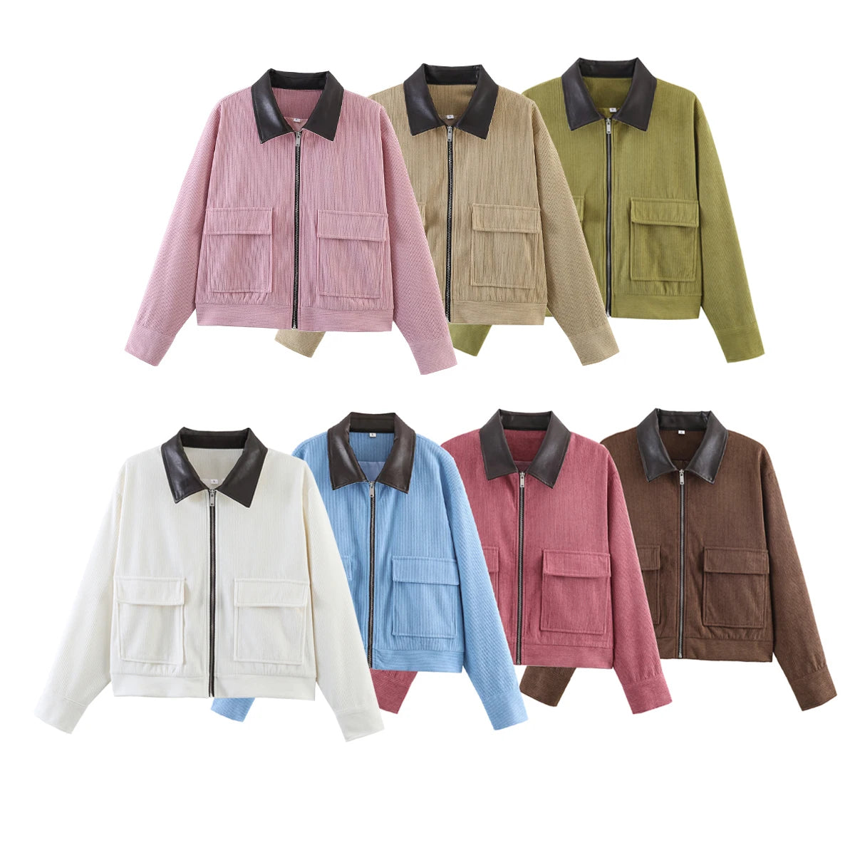 SLTNX Spring Pink Casual Jacket Women's Loose Fit Streetwear Front Zipper Pockets Lounge Wear Daily Outerwear