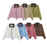 SLTNX Spring Pink Casual Jacket Women's Loose Fit Streetwear Front Zipper Pockets Lounge Wear Daily Outerwear