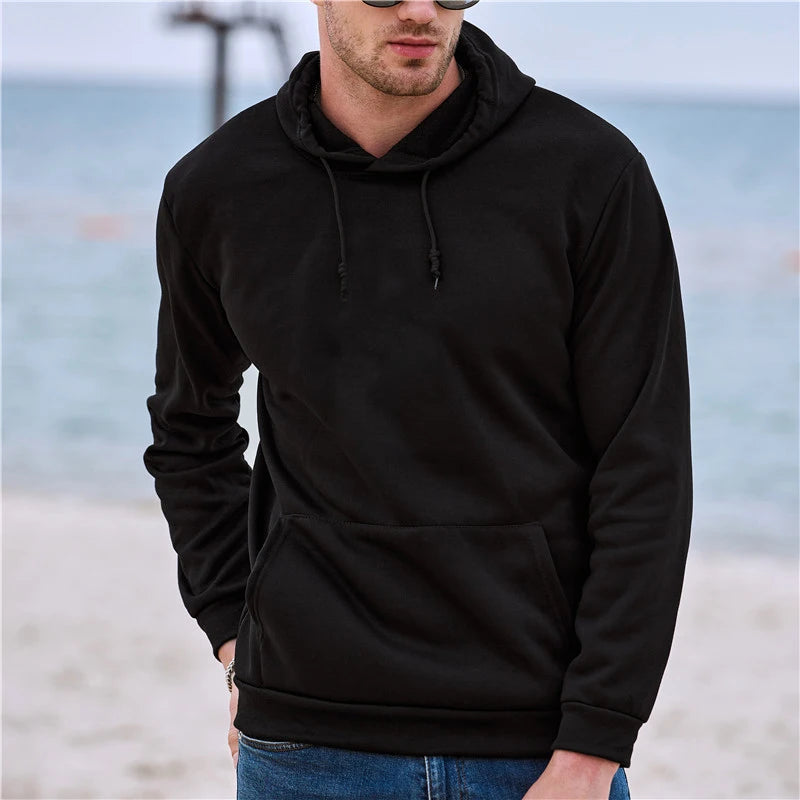 Men’s Classic Solid Color Pullover Hoodie