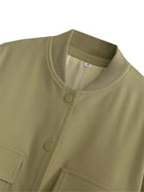 Willshela Women's Solid Bomber Jacket with Pockets