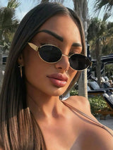 Oval Frame Women's Vintage Sunglasses | UV400 Metal