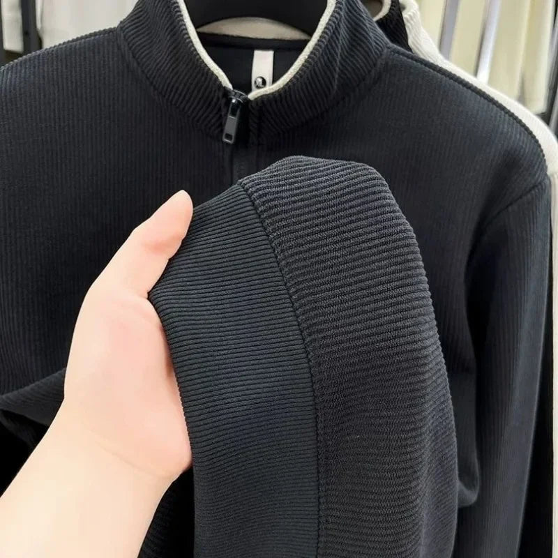 Autumn Men's Sweatwear Warm Pullover Solid Half Zipper Casual Long Sleeve Hoodie Thicken Half Turtleneck Sweatshirts Winter Tops