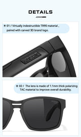 KDEAM New Polarized & Photochromic Sunglasses Unisex Size Square TR90 Sun Glasses For Fishing Golfing Driving Jogging