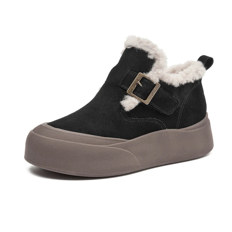 Snow Boots Women Winter Genuine Leather 2025 New Fleece Warm Thick Women's Booties Large Size  Women's Boots