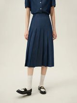 Women's Pleated Midi Skirt – Elegant Office Style