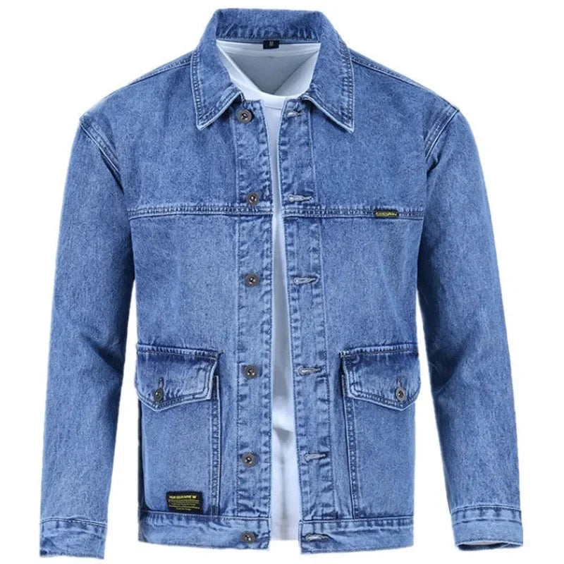 Men's Stylish Blue Denim Jacket – Loose Fit Casual Y2K Jean Coat (USA Made)