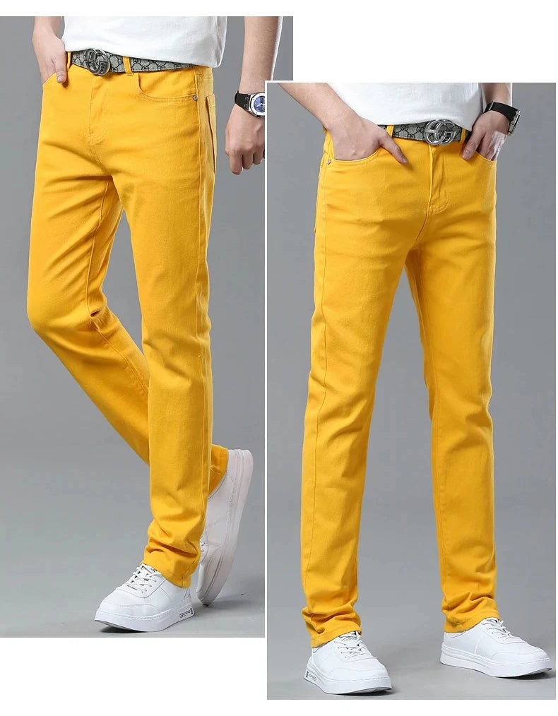 Men's Colorful Stretch Denim Jeans | Slim Fit