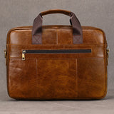 Luufan Genuine Leather Men's Business Handbag 15" Laptop Briefcase Bag Male A4 Document Shoulder Message Computer Bag Work Tote