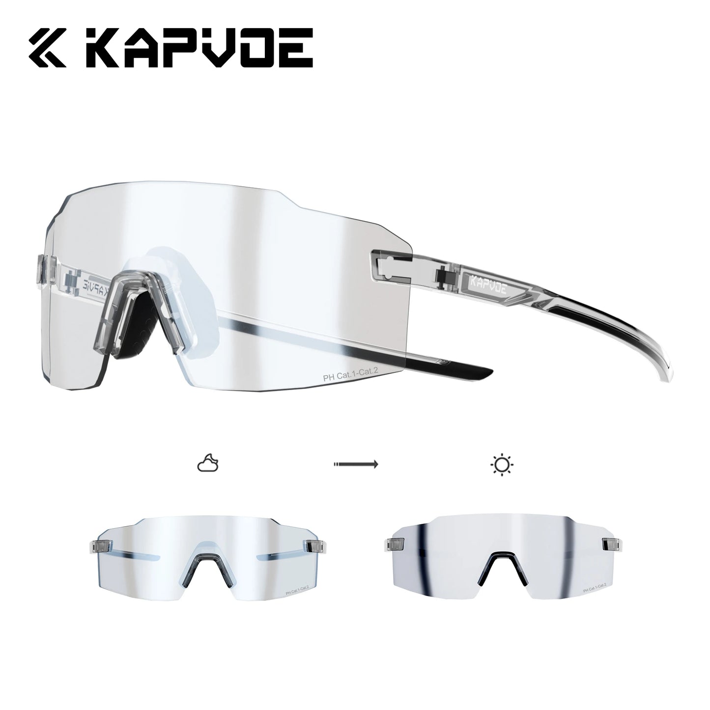 Kapvoe Fashion Sunglasses for Men Photochromic Runnning Glasses Light-Weight Cycling Glasses Bike Women UV400 Hiking Eyewear