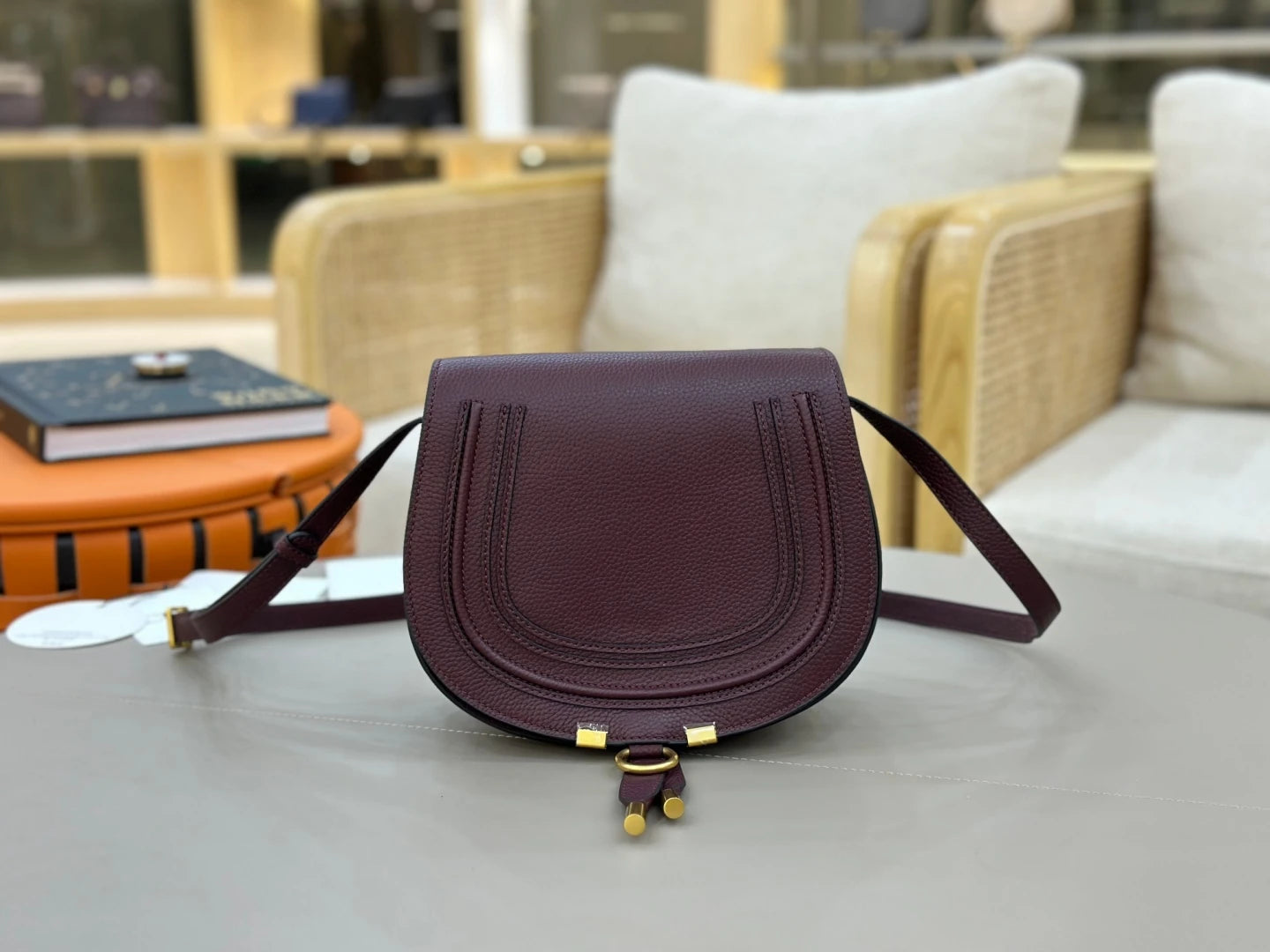 Classic Genuine Leather Saddle Crossbody Bag Vintage Fringe Shoulder Purse For Women Classic U-Shape Stitched Handbag