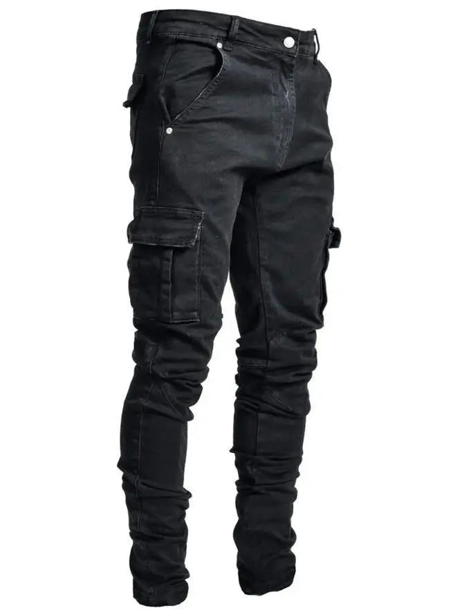 Men's Slim Fit Elastic Denim Cargo Joggers
