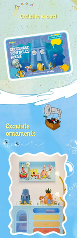 1655PCS SpongeBob SquarePants Squidward Stone Statue House Building Blocks Cartoon Model Bricks Set With Light DIY Toy Fans Gift