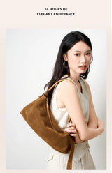 Women's Handbag New Suede Top Grain Leather Crossbody Bag Korean Style Wide Strap Shoulder Handheld Women Light Luxury Versatile