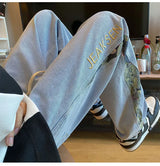 Men’s Bear Embroidered Wide-Leg Jeans