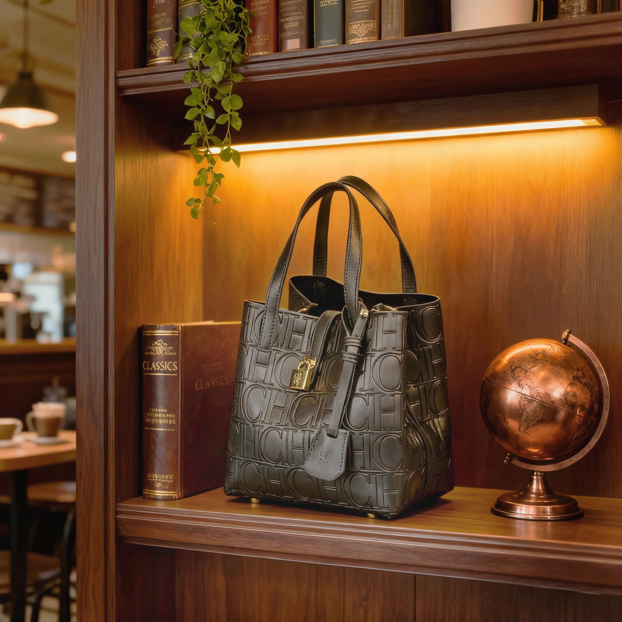 Embossed Letter Print Crossbody & Large Capacity Tote