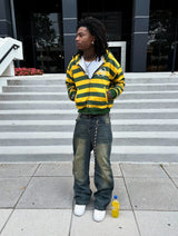 Y2K Striped Zip-Up Hoodie with Embroidery