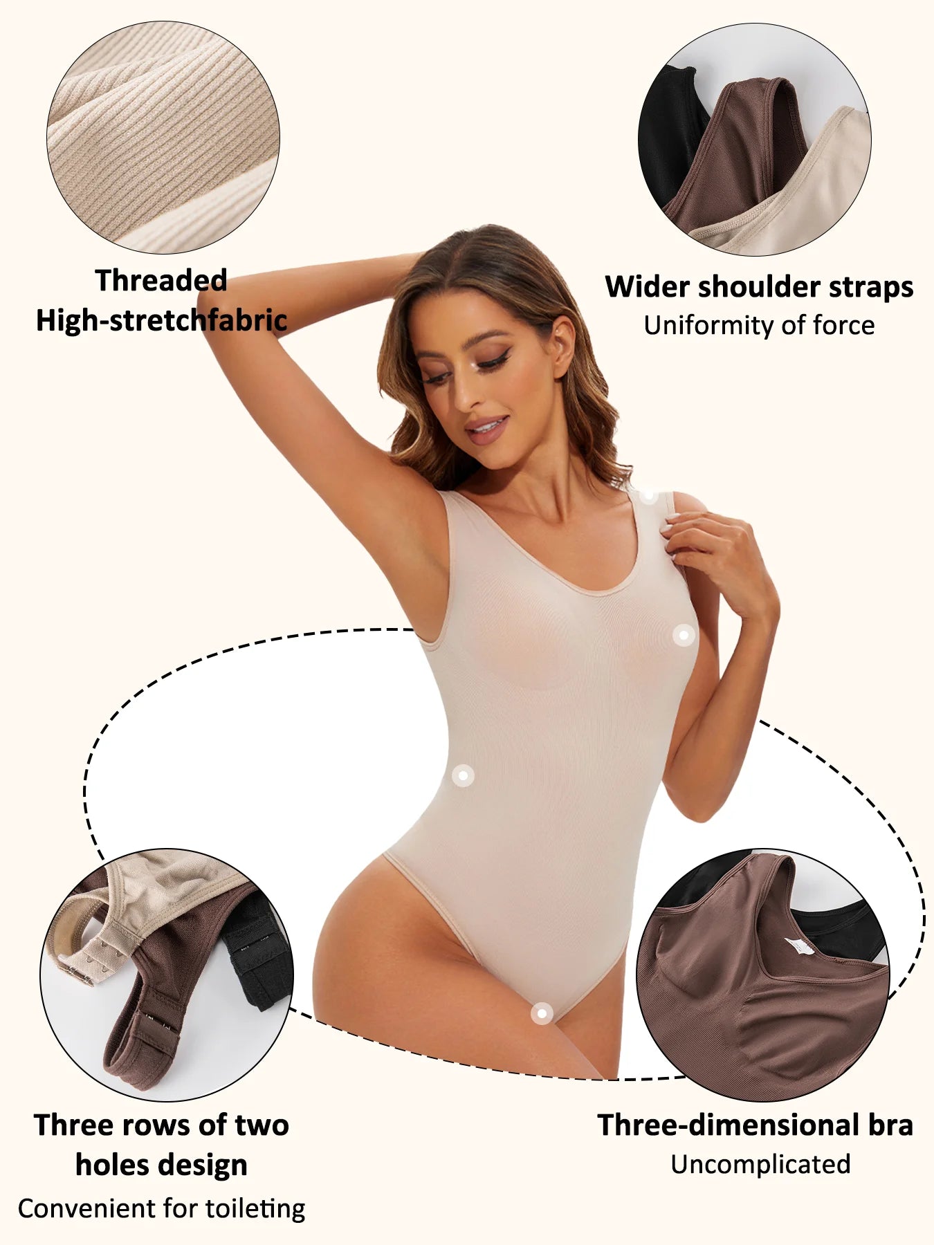 Seamless Thong Shapewear Bodysuit – Firm Tummy Control Fajas Body Shaper for Women