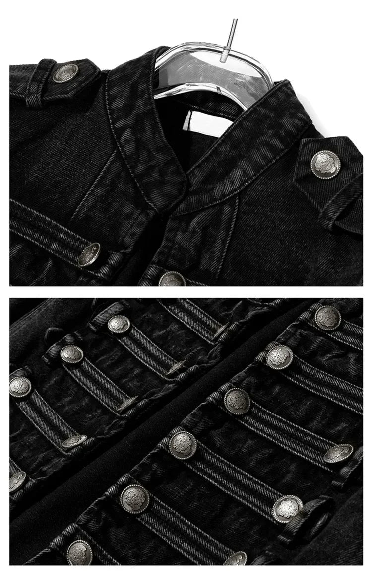 Split-Button Cropped Denim Jacket – Streetwear Jean Outerwear