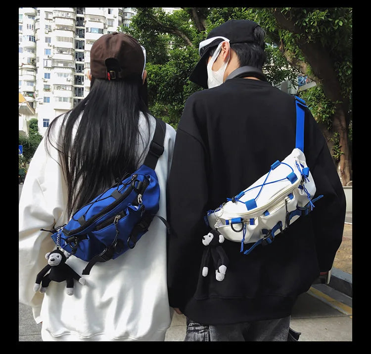 2024 Techwear Style Punk Hip Hop Single Shoulder Crossbody Bag Men Women Street Vintage Chest Bag Casual Sport Fanny Pack
