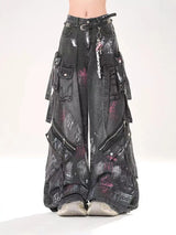 Y2K Harajuku Gothic Wide Leg Jeans – Multi-Pocket