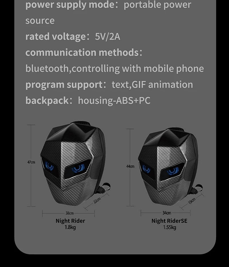 LED Hiking Backpack For Men Hard Shell LED Motorcycle Cycling Helmet Backpack woman Business Travel Waterproof Laptop Backpack