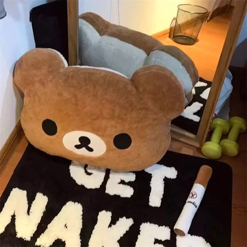 Rilakkuma Plush Bed Headrest Cushion For Dorms Soft Stuffed Bunk Bed Backrest Pillow Cute Decor For College Student Bedrooms