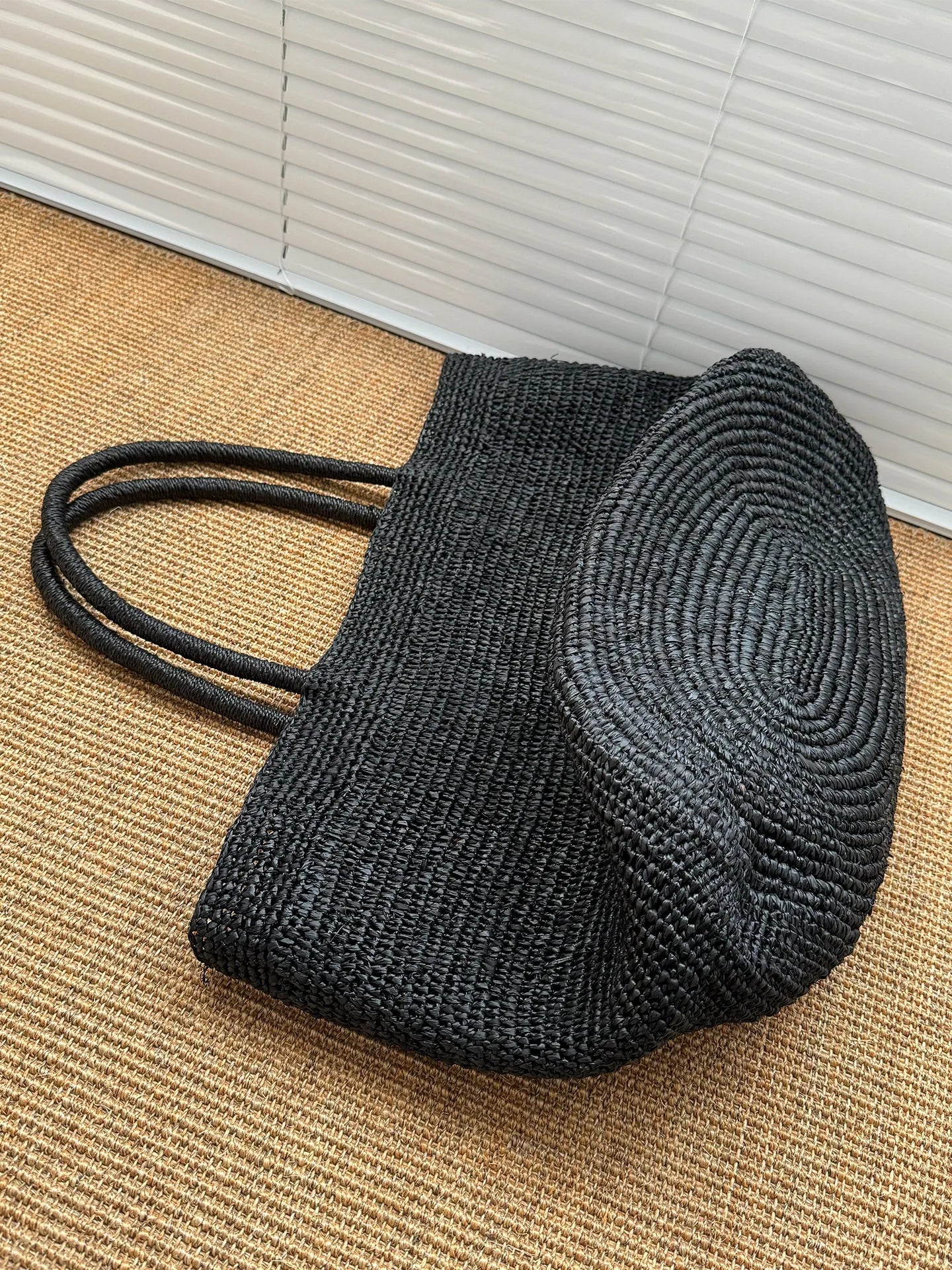 Large Handwoven Rattan Tote Bag for Women Natural Straw Beach Bag Purse Luxury Shoulder Bags Handbag Summer