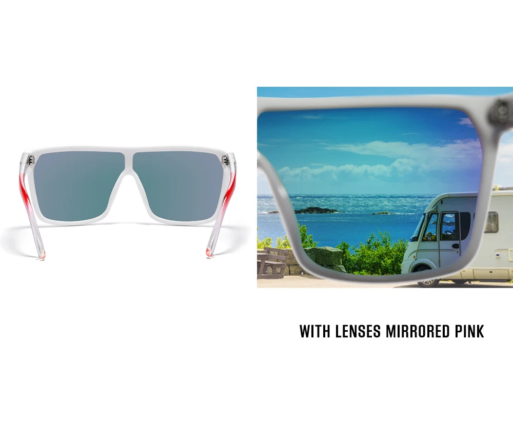 KDEAM One-piece Shape Men Sunglasses Polarized Elastic Paint Surface Sun Glasses Women Suitable Long-lasting Goggles Cat.3