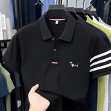 Men's Striped Polo Shirt – Embroidered Elegance