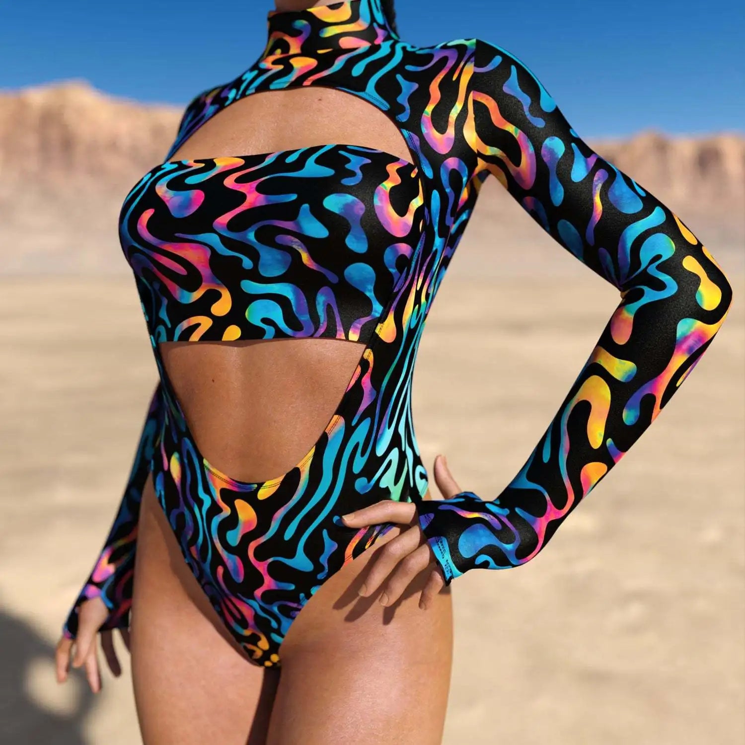 Women's Moroccan Art Print Bodysuit Jumpsuit