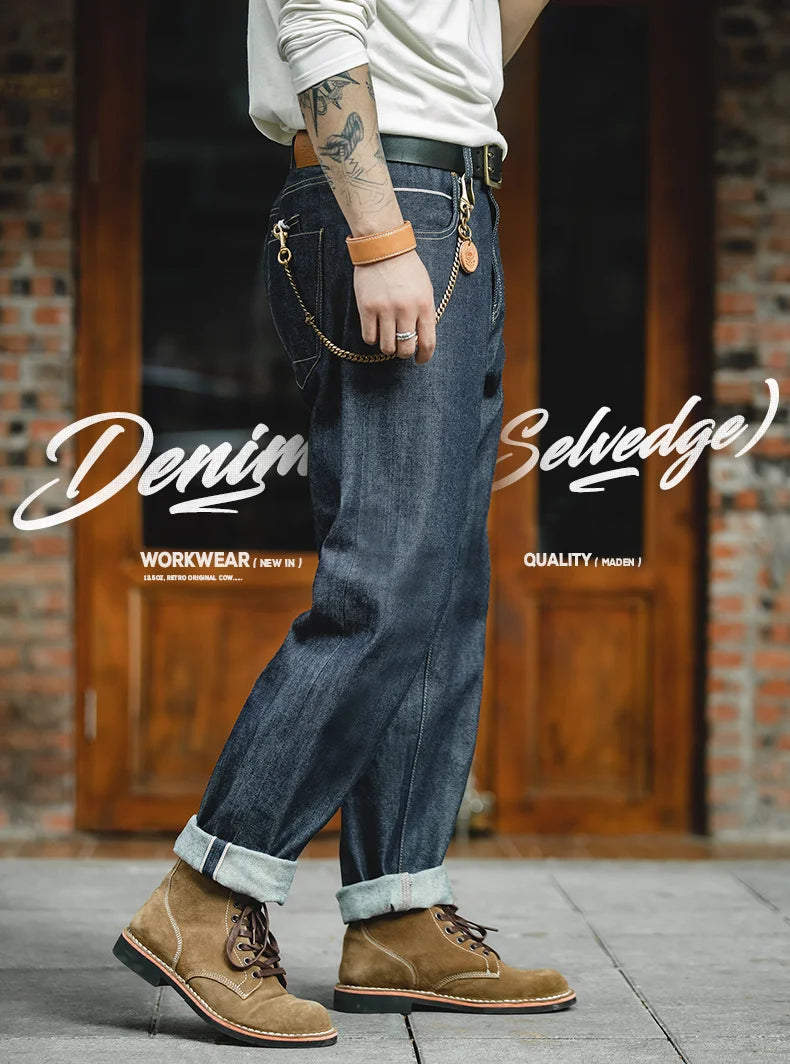 MADEN 13.5oz Selvedge Raw Denim Jeans – Men's Straight Fit