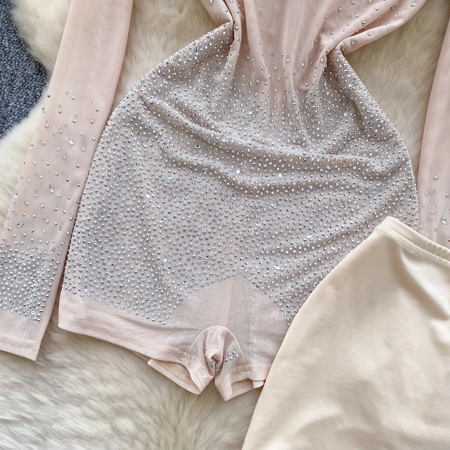 Sparkle & Shine: Women's Rhinestone Mesh Romper