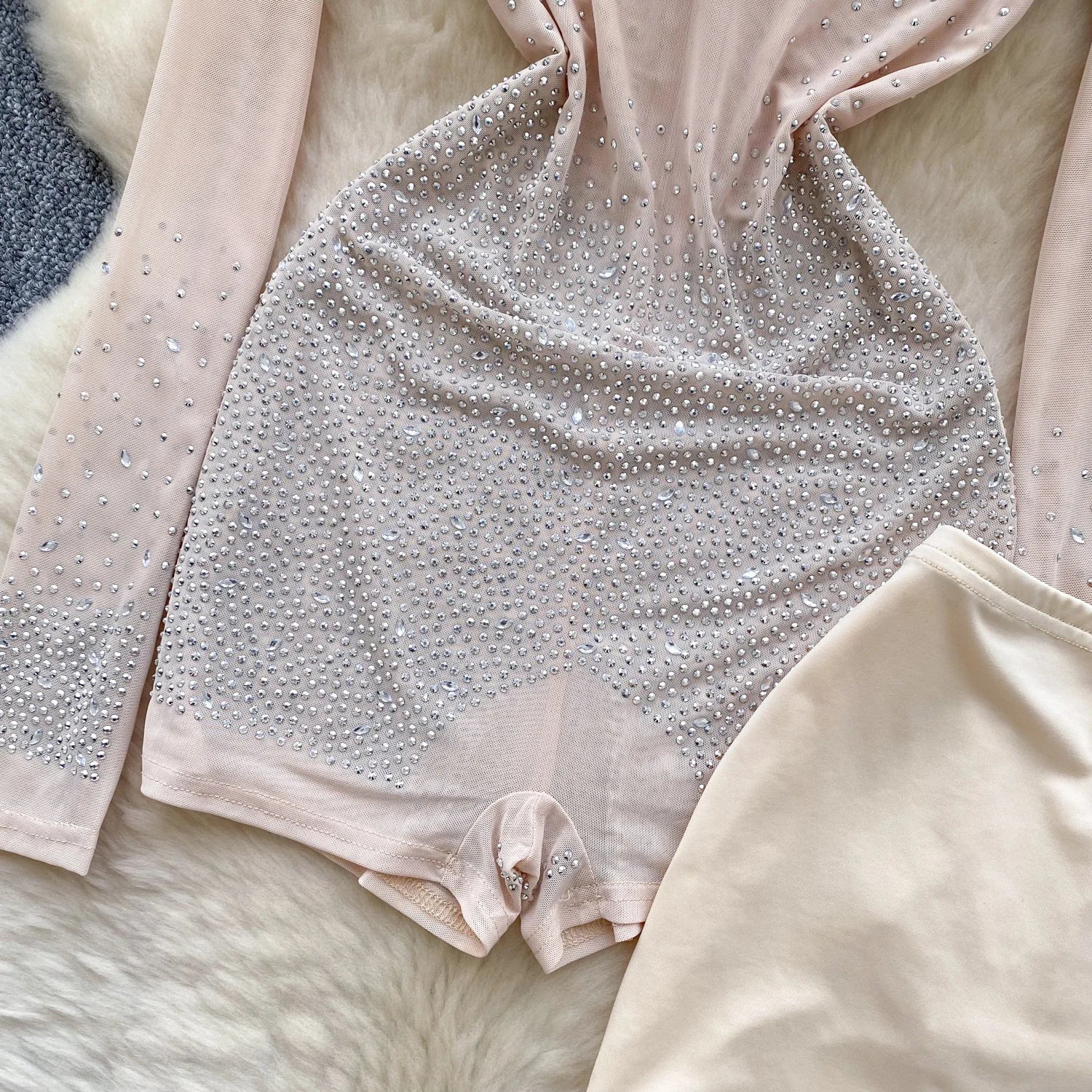 Sparkle & Shine: Women's Rhinestone Mesh Romper