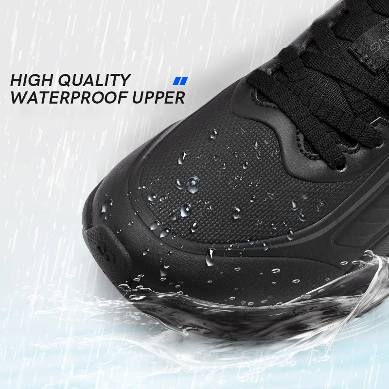QIAODAN YUYI 4 Winter Running Shoes Men's Sports Shoes Waterproof Absorbing Lightweight Black Fleece Sneakers QXB023244007B