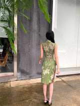 CHEERART Two Piece Set For Women Elegant Summer Outfit Green Lily Floral Vintage Top And Skirt Set Ladies Clothes 2024