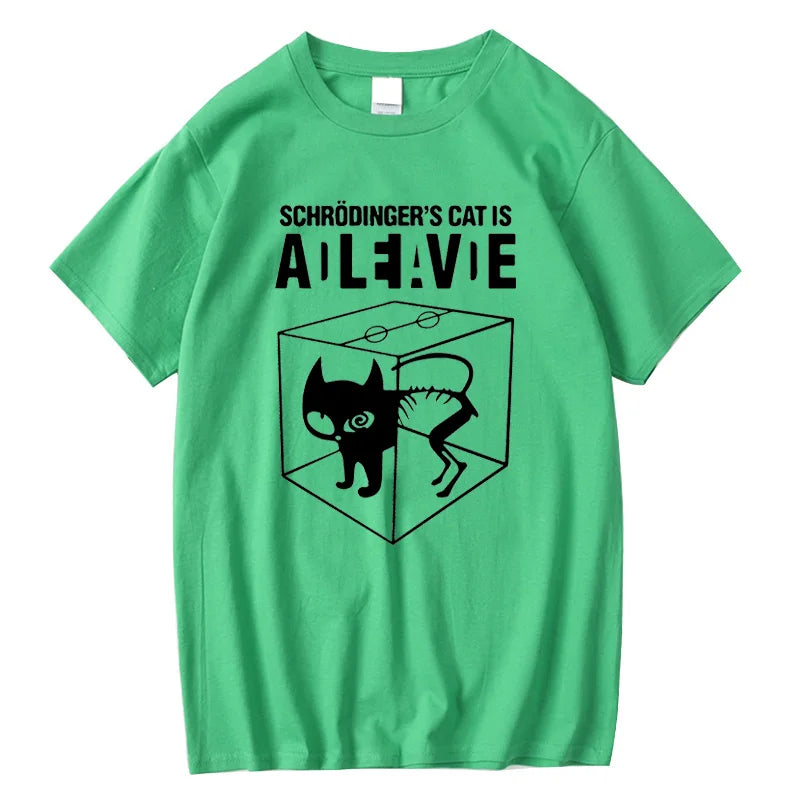 Men's T-shirt Top Quality Cotton Schrodinger's Cat Print Summer Short Sleeve Men T Shirt Casual The Big Bang Theory Mens Tshirt