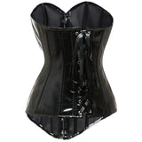Women's Plus Size Black PVC Vinyl Overbust Corset – Shiny Steampunk Bustier