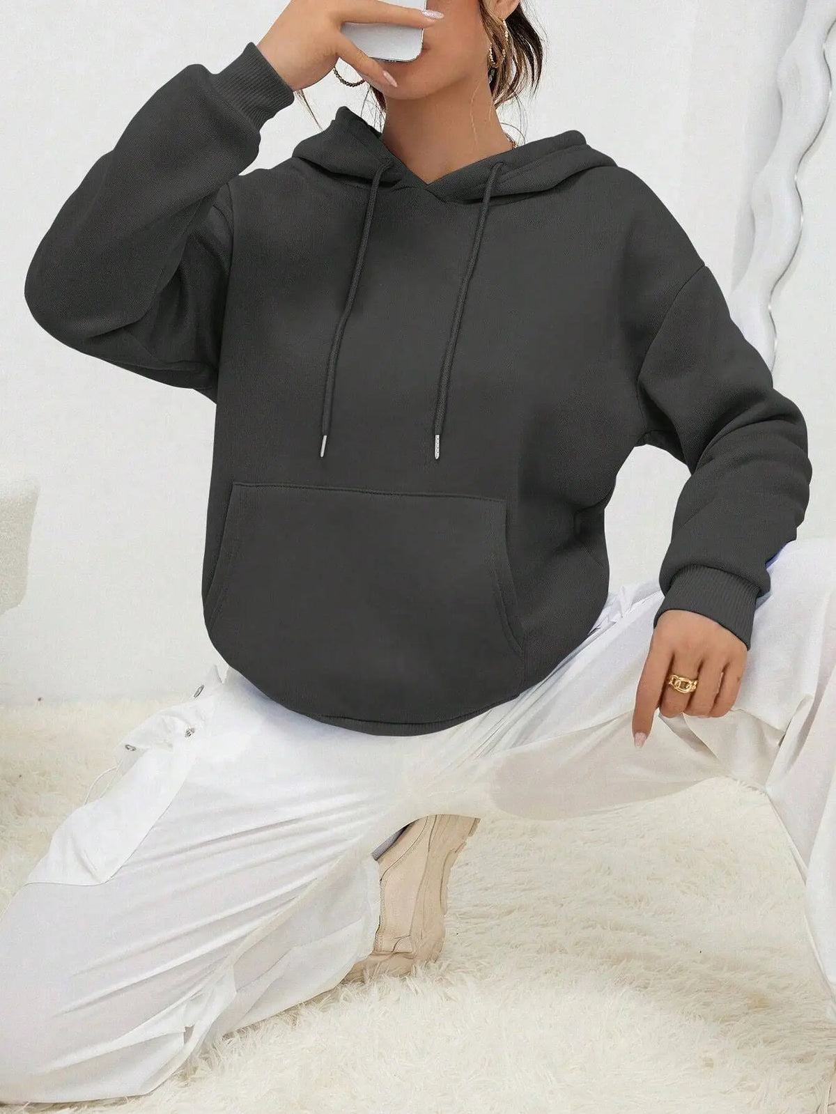 Essential Solid Color Fleece Hoodie