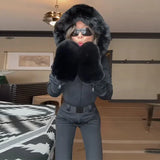 Women’s Faux Fur Hooded Ski Jumpsuit | Waterproof Winter Romper