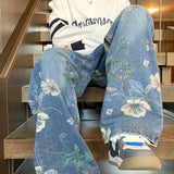 Men’s Vintage Floral Wide-Leg Denim