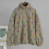 TARUXY Fleece Printing Sweatshirt Women's Half-Zip Sweatshirt Fleece Loose Turtleneck Pullover Female Winter Leisure Sweatshirt