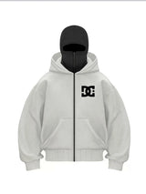 Double-Hood Balaclava Half-Zip Fleece Hoodie