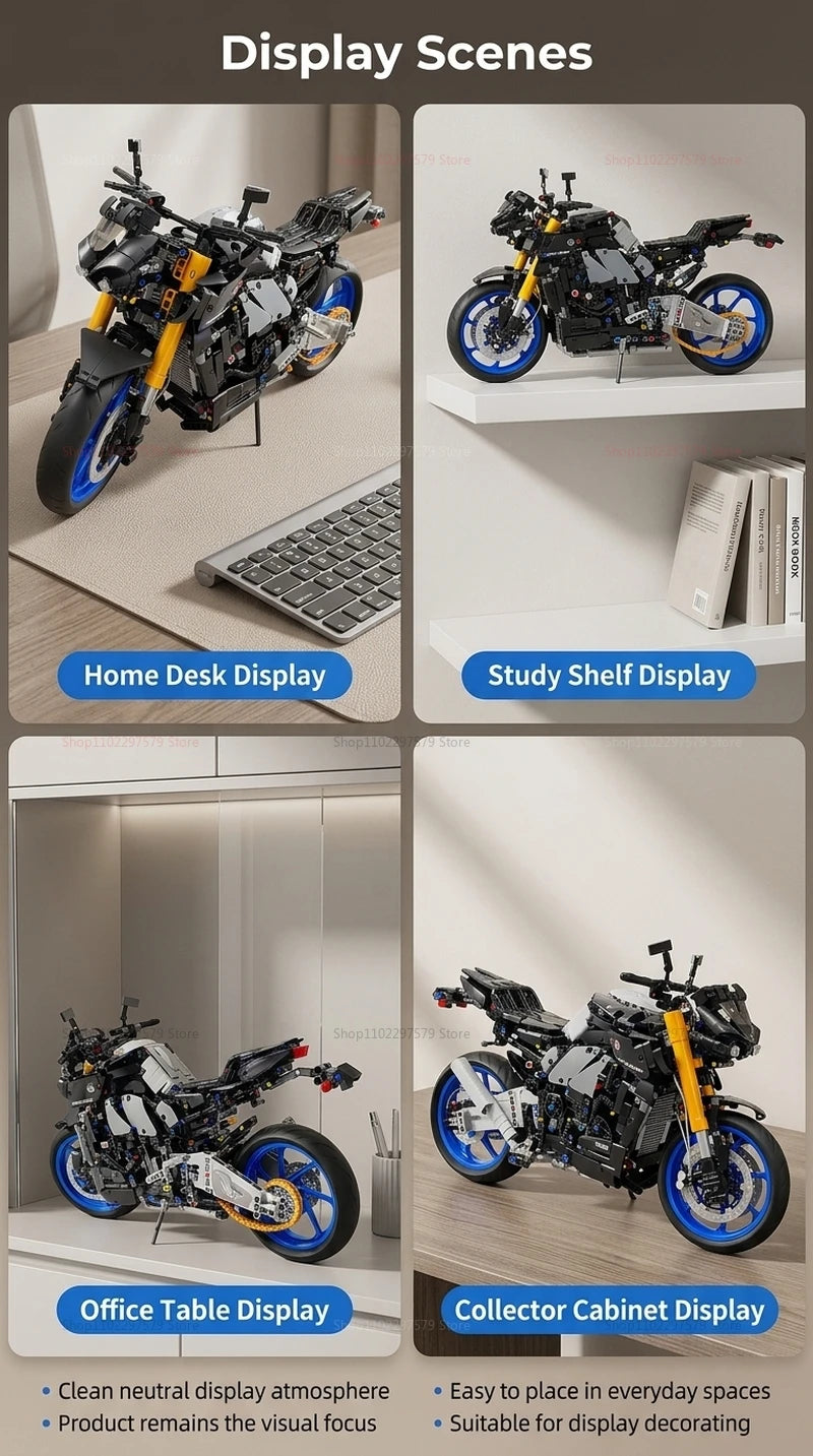 1478pcs Technology Racing Motorcycle Building Blocks Set Fast Speed Bike Small Particle Model DIY Toy for Adult Collectible Gift