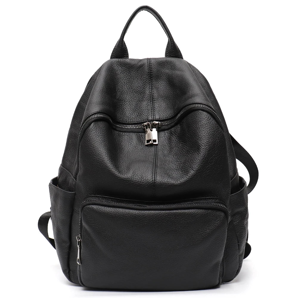 Natural Cowhide Backpack for Women&men Minimalist Design Casual Daily Versatile College Students' Shoulder Bags Travel Knapsack