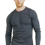 Men's 100% Merino Wool Thermal Long Sleeve T-Shirt Base Layer Breathable Wicking Anti-Odor Underwear for Outdoor Activities