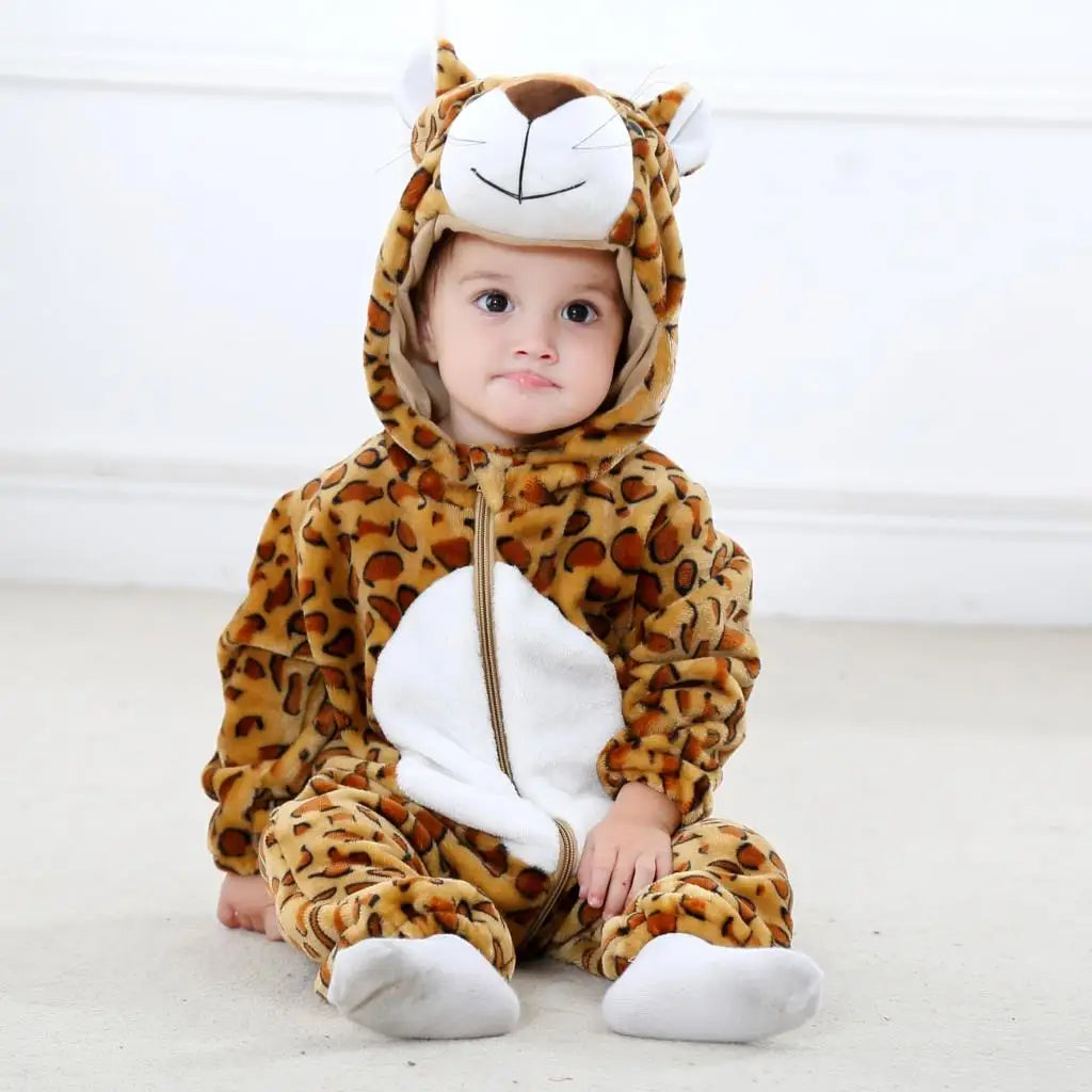 Animal Theme Flannel Baby Romper